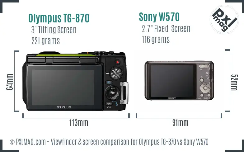 Olympus TG-870 vs Sony W570 Screen and Viewfinder comparison