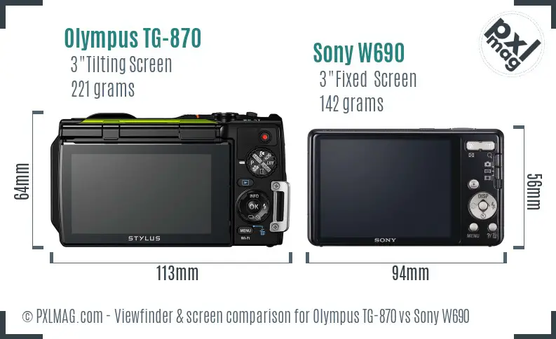 Olympus TG-870 vs Sony W690 Screen and Viewfinder comparison