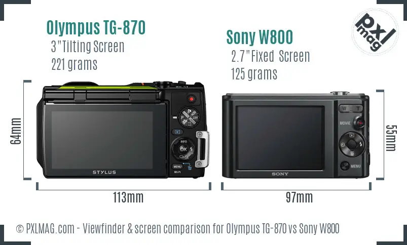 Olympus TG-870 vs Sony W800 Screen and Viewfinder comparison