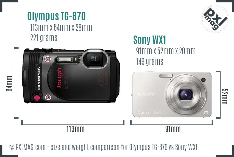 Olympus TG-870 vs Sony WX1 size comparison