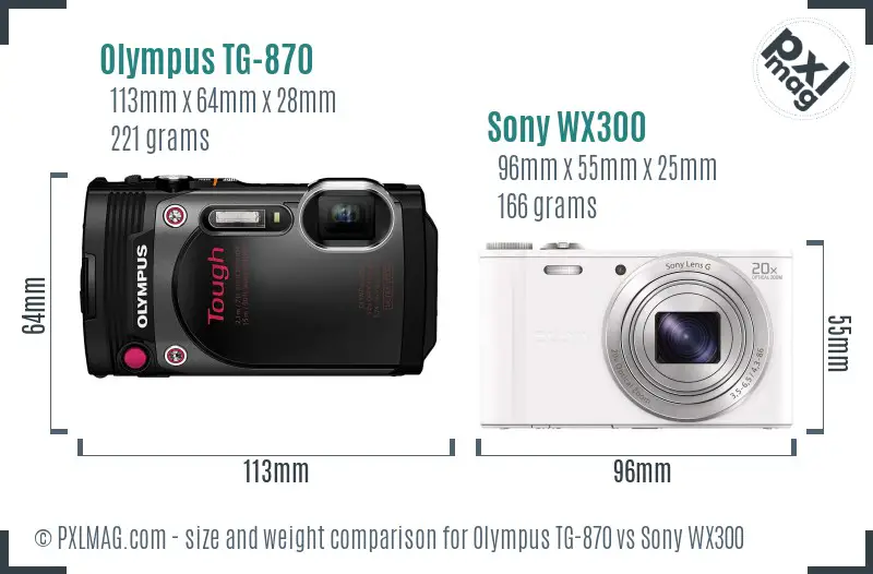 Olympus TG-870 vs Sony WX300 size comparison