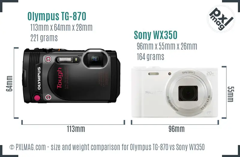 Olympus TG-870 vs Sony WX350 size comparison