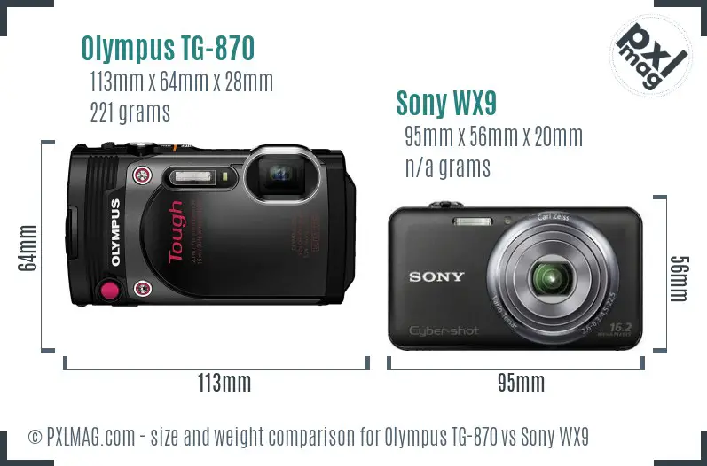 Olympus TG-870 vs Sony WX9 size comparison