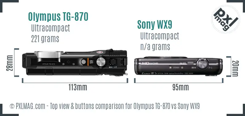 Olympus TG-870 vs Sony WX9 top view buttons comparison