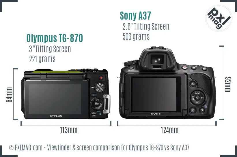 Olympus TG-870 vs Sony A37 Screen and Viewfinder comparison