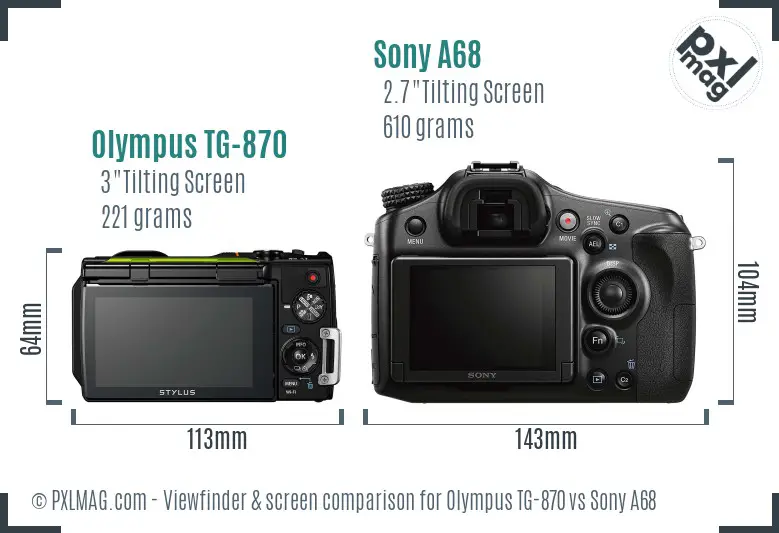 Olympus TG-870 vs Sony A68 Screen and Viewfinder comparison