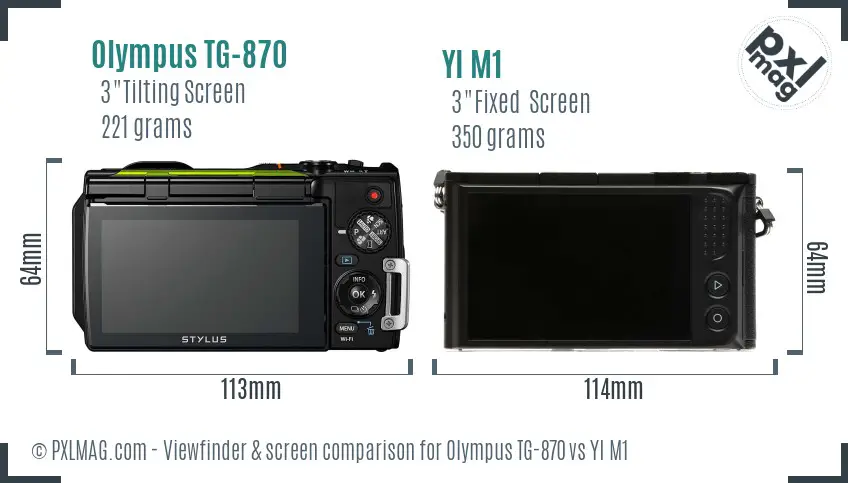 Olympus TG-870 vs YI M1 Screen and Viewfinder comparison