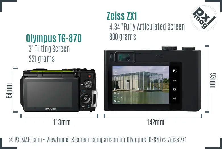 Olympus TG-870 vs Zeiss ZX1 Screen and Viewfinder comparison