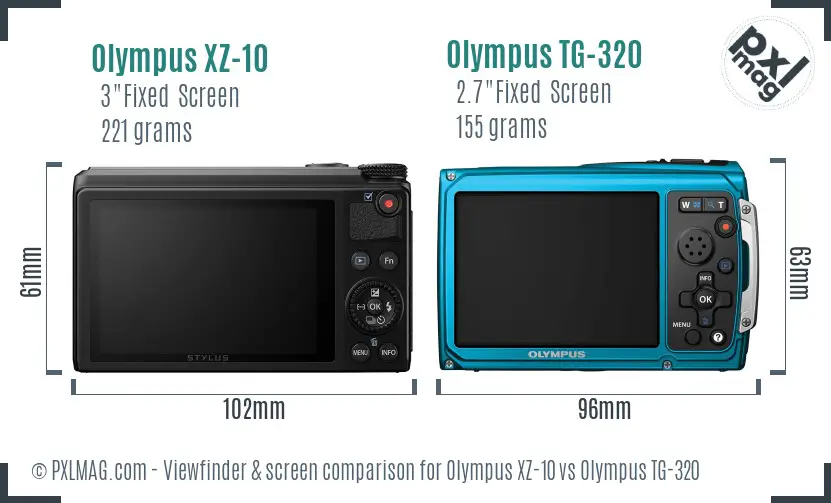 Olympus XZ-10 vs Olympus TG-320 Screen and Viewfinder comparison