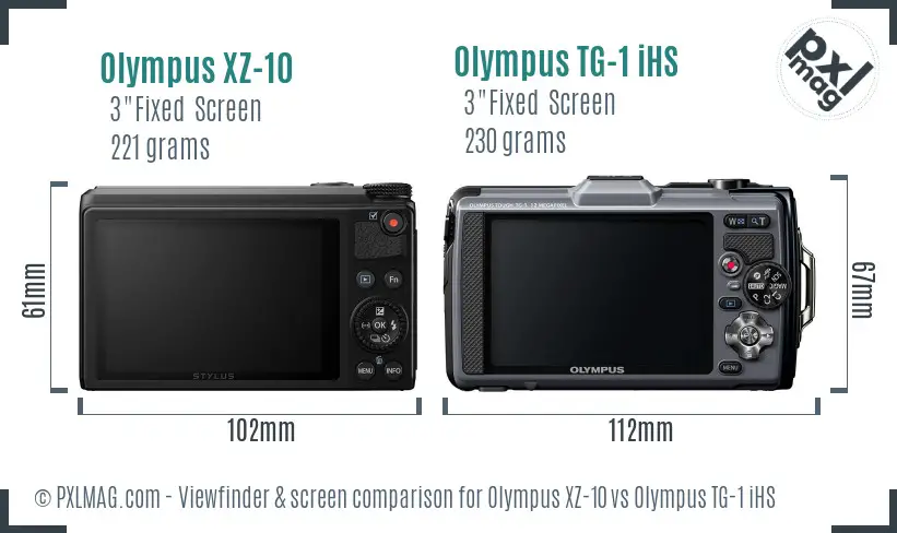 Olympus XZ-10 vs Olympus TG-1 iHS Screen and Viewfinder comparison