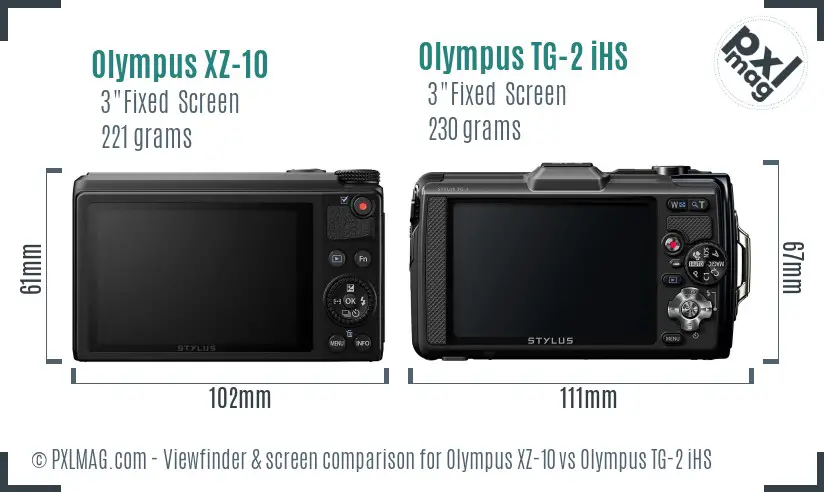 Olympus XZ-10 vs Olympus TG-2 iHS Screen and Viewfinder comparison