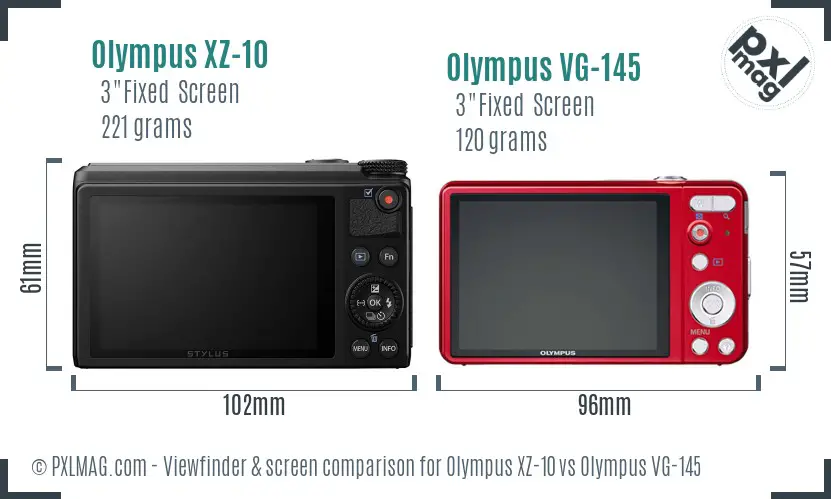 Olympus XZ-10 vs Olympus VG-145 Screen and Viewfinder comparison