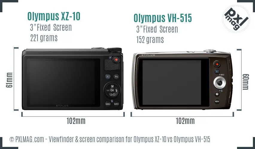 Olympus XZ-10 vs Olympus VH-515 Screen and Viewfinder comparison