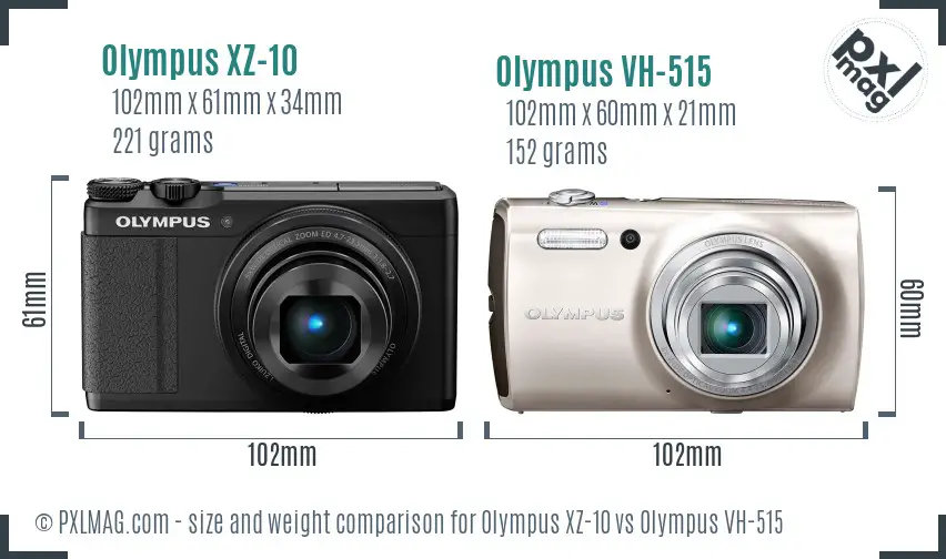 Olympus XZ-10 vs Olympus VH-515 size comparison