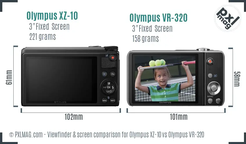 Olympus XZ-10 vs Olympus VR-320 Screen and Viewfinder comparison
