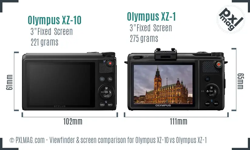Olympus XZ-10 vs Olympus XZ-1 Screen and Viewfinder comparison