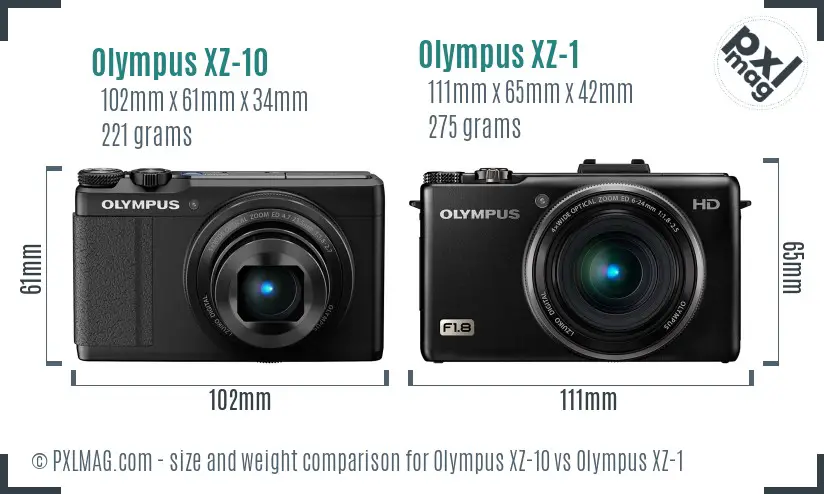 Olympus XZ-10 vs Olympus XZ-1 size comparison
