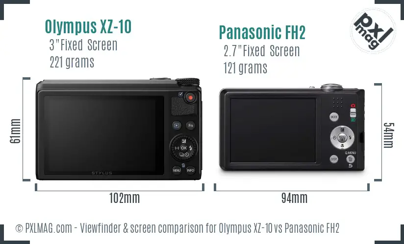 Olympus XZ-10 vs Panasonic FH2 Screen and Viewfinder comparison