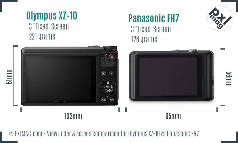 Olympus XZ-10 vs Panasonic FH7 Screen and Viewfinder comparison