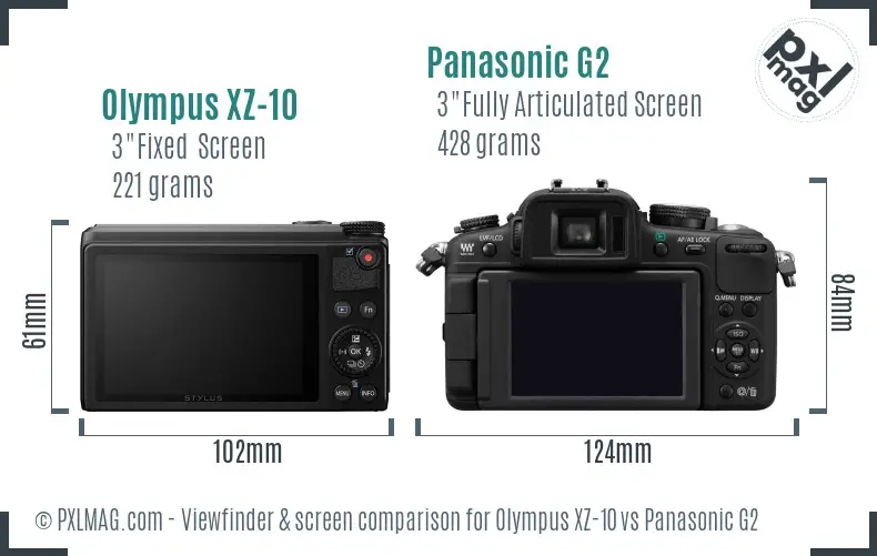Olympus XZ-10 vs Panasonic G2 Screen and Viewfinder comparison Olympus XZ-10 vs Panasonic G2 Screen and Viewfinder comparison