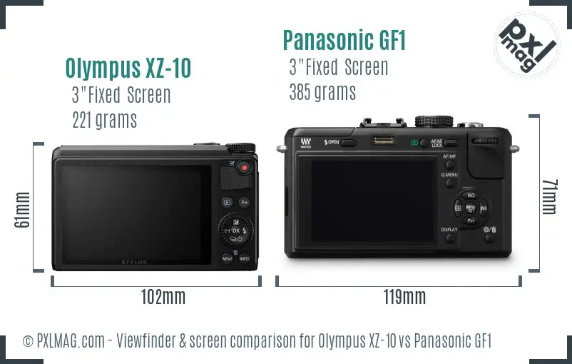 Olympus XZ-10 vs Panasonic GF1 Screen and Viewfinder comparison Olympus XZ-10 vs Panasonic GF1 Screen and Viewfinder comparison