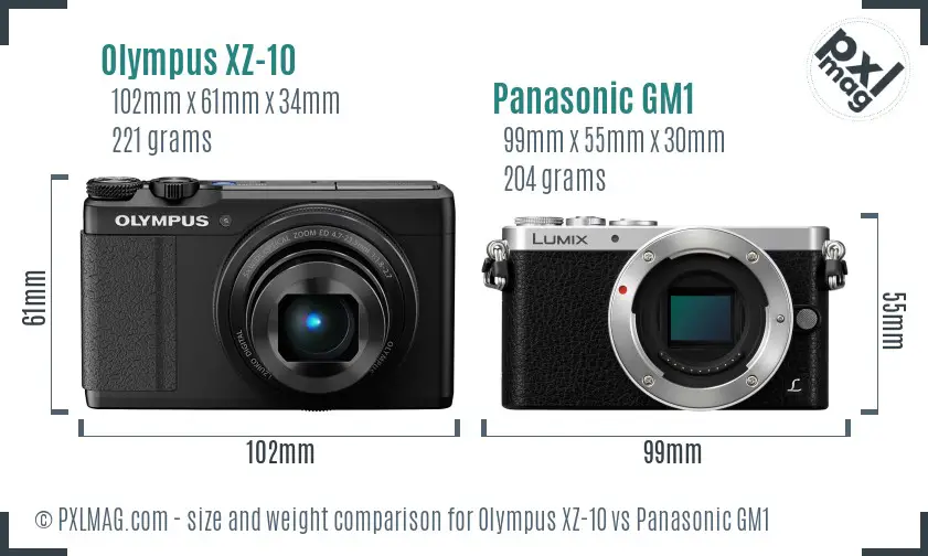 Olympus XZ-10 vs Panasonic GM1 size comparison Olympus XZ-10 vs Panasonic GM1 size comparison