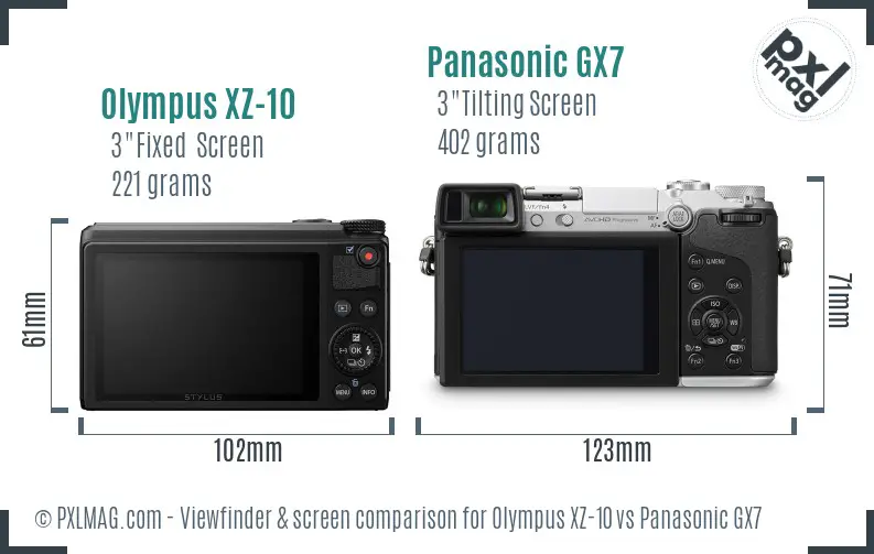 Olympus XZ-10 vs Panasonic GX7 Screen and Viewfinder comparison Olympus XZ-10 vs Panasonic GX7 Screen and Viewfinder comparison