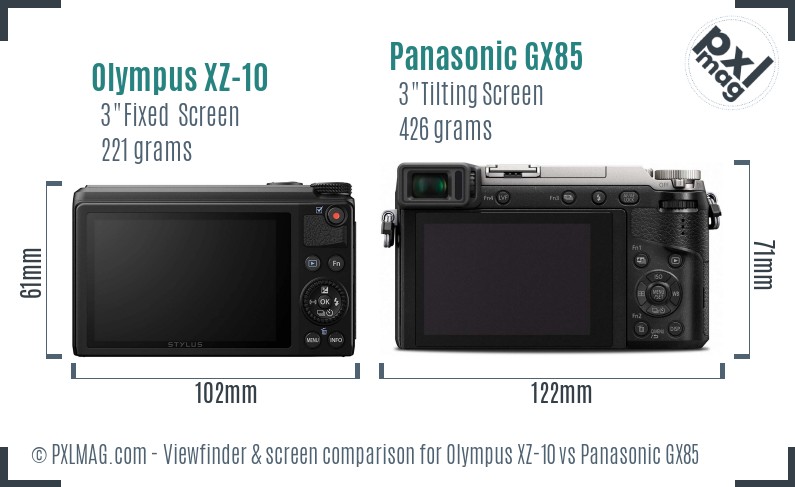 Olympus XZ-10 vs Panasonic GX85 Screen and Viewfinder comparison