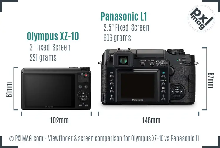 Olympus XZ-10 vs Panasonic L1 Screen and Viewfinder comparison Olympus XZ-10 vs Panasonic L1 Screen and Viewfinder comparison