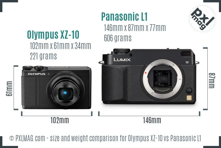 Olympus XZ-10 vs Panasonic L1 size comparison Olympus XZ-10 vs Panasonic L1 size comparison