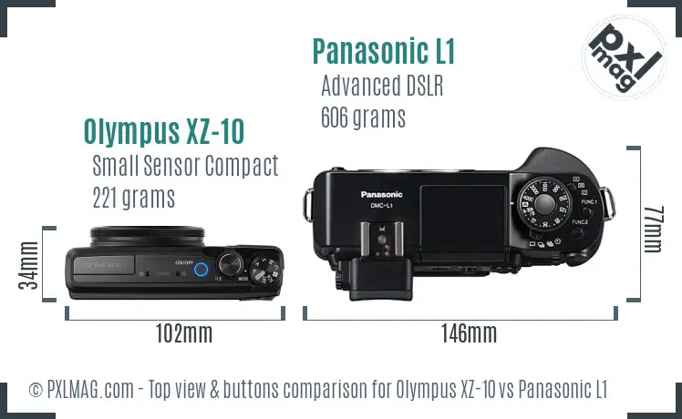 Olympus XZ-10 vs Panasonic L1 top view buttons comparison Olympus XZ-10 vs Panasonic L1 top view buttons comparison