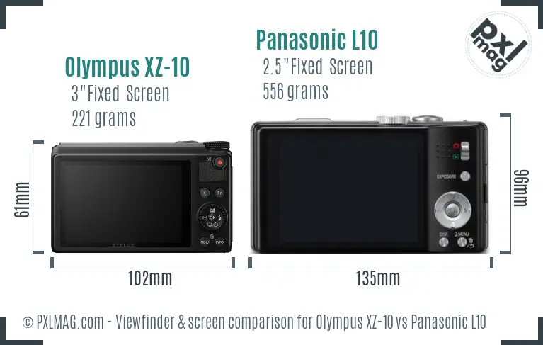 Olympus XZ-10 vs Panasonic L10 Screen and Viewfinder comparison Olympus XZ-10 vs Panasonic L10 Screen and Viewfinder comparison