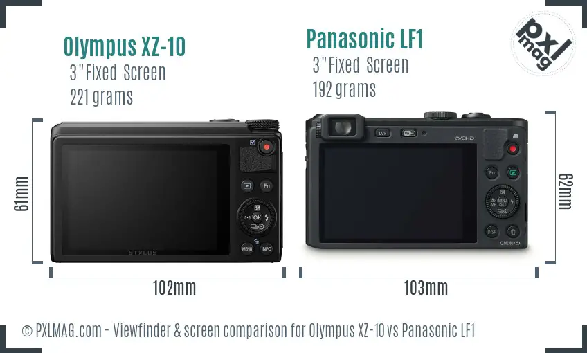 Olympus XZ-10 vs Panasonic LF1 Screen and Viewfinder comparison