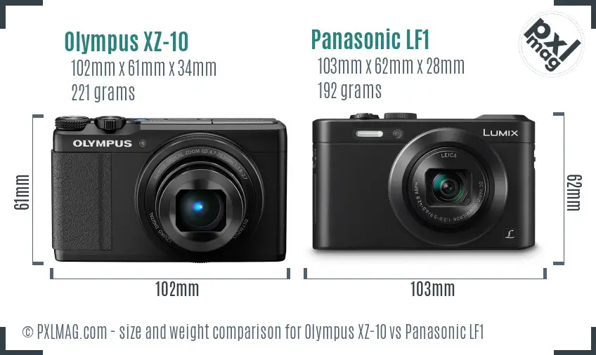 Olympus XZ-10 vs Panasonic LF1 size comparison