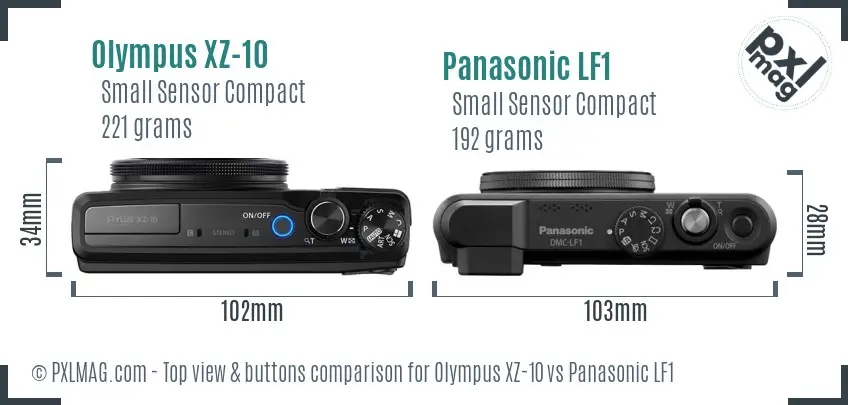 Olympus XZ-10 vs Panasonic LF1 top view buttons comparison