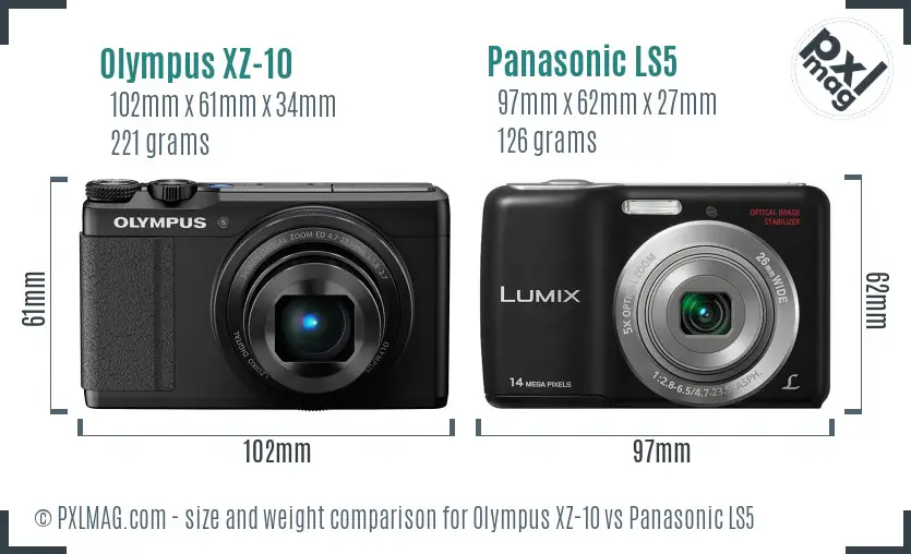Olympus XZ-10 vs Panasonic LS5 size comparison Olympus XZ-10 vs Panasonic LS5 size comparison