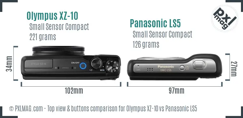 Olympus XZ-10 vs Panasonic LS5 top view buttons comparison
