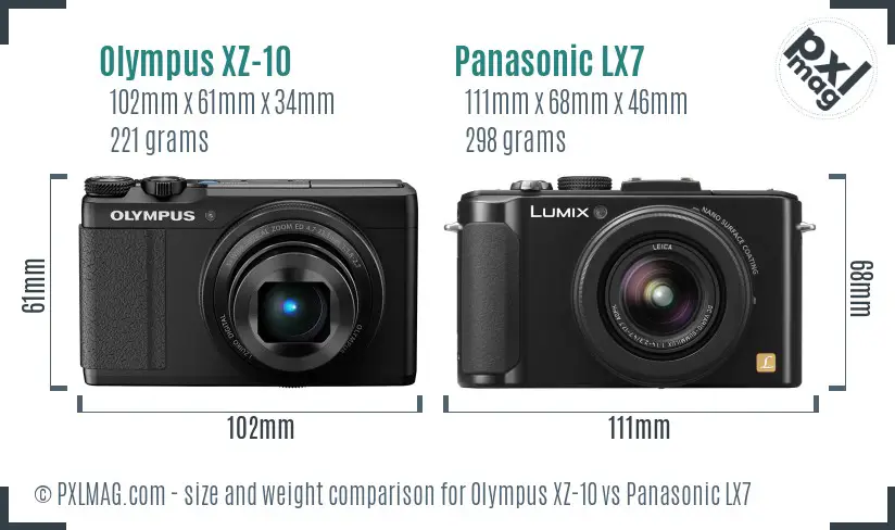 Olympus XZ-10 vs Panasonic LX7 size comparison