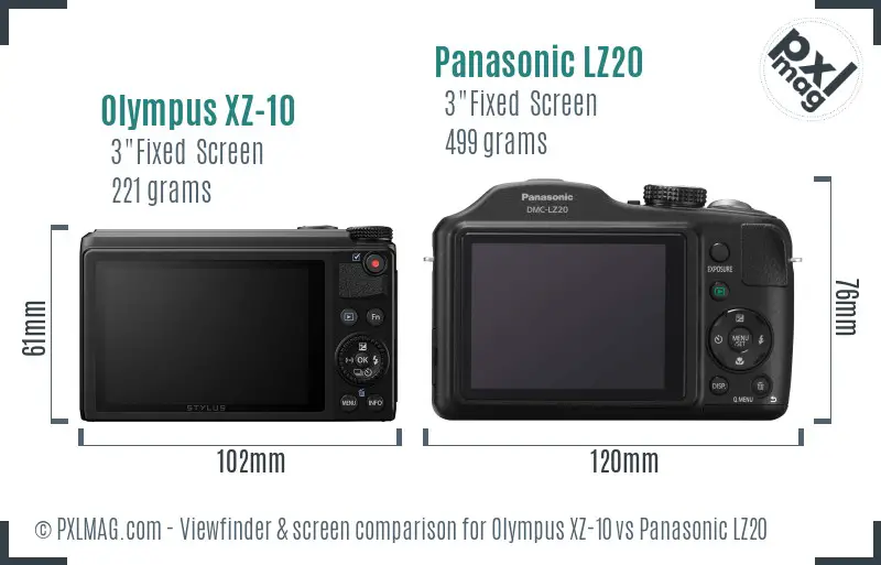 Olympus XZ-10 vs Panasonic LZ20 Screen and Viewfinder comparison Olympus XZ-10 vs Panasonic LZ20 Screen and Viewfinder comparison