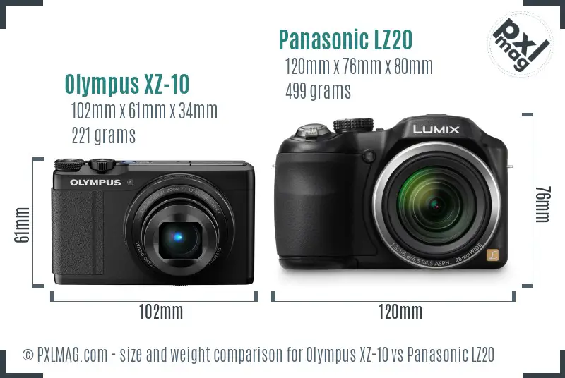 Olympus XZ-10 vs Panasonic LZ20 size comparison Olympus XZ-10 vs Panasonic LZ20 size comparison