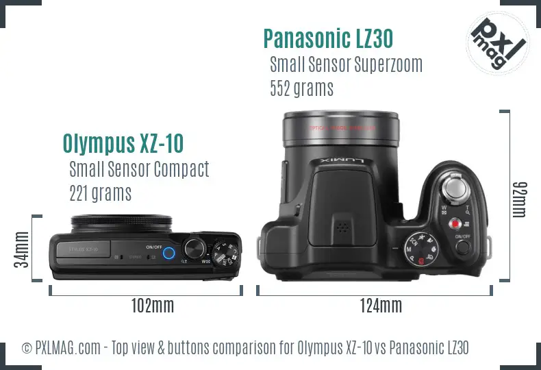 Olympus XZ-10 vs Panasonic LZ30 top view buttons comparison