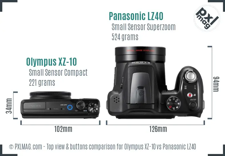 Olympus XZ-10 vs Panasonic LZ40 top view buttons comparison