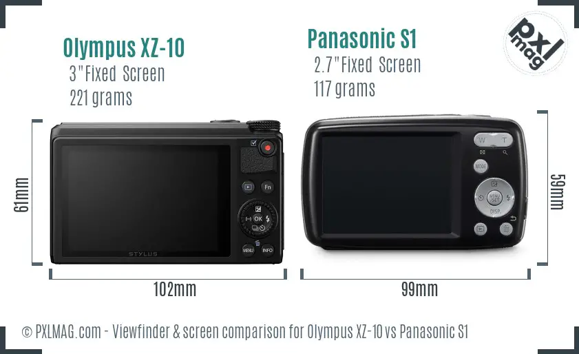 Olympus XZ-10 vs Panasonic S1 Screen and Viewfinder comparison