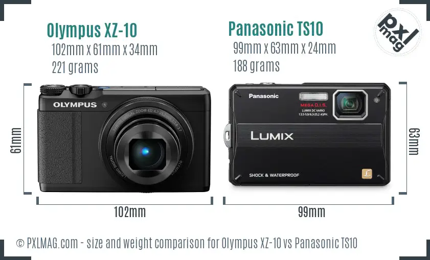 Olympus XZ-10 vs Panasonic TS10 size comparison Olympus XZ-10 vs Panasonic TS10 size comparison