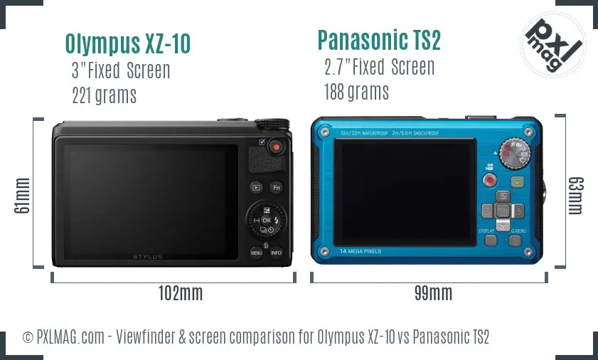 Olympus XZ-10 vs Panasonic TS2 Screen and Viewfinder comparison