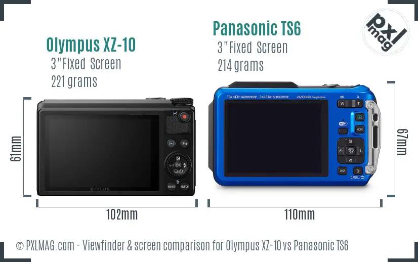 Olympus XZ-10 vs Panasonic TS6 Screen and Viewfinder comparison