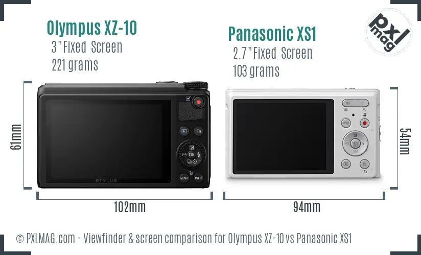 Olympus XZ-10 vs Panasonic XS1 Screen and Viewfinder comparison