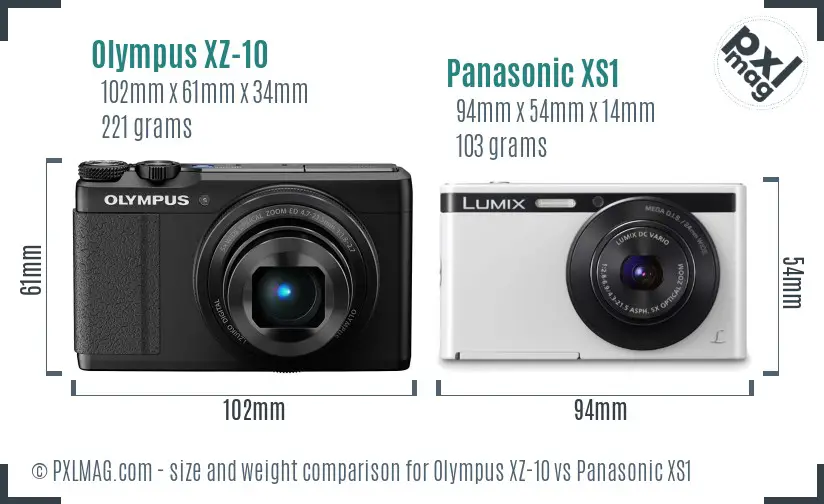 Olympus XZ-10 vs Panasonic XS1 size comparison