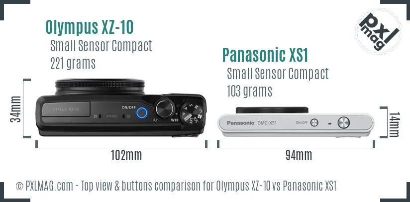 Olympus XZ-10 vs Panasonic XS1 top view buttons comparison