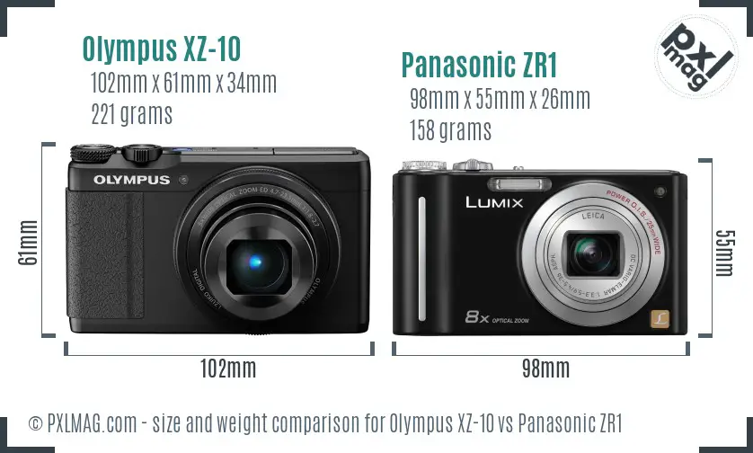 Olympus XZ-10 vs Panasonic ZR1 size comparison